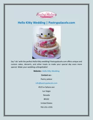 Hello Kitty Wedding  Pastrypalacelv