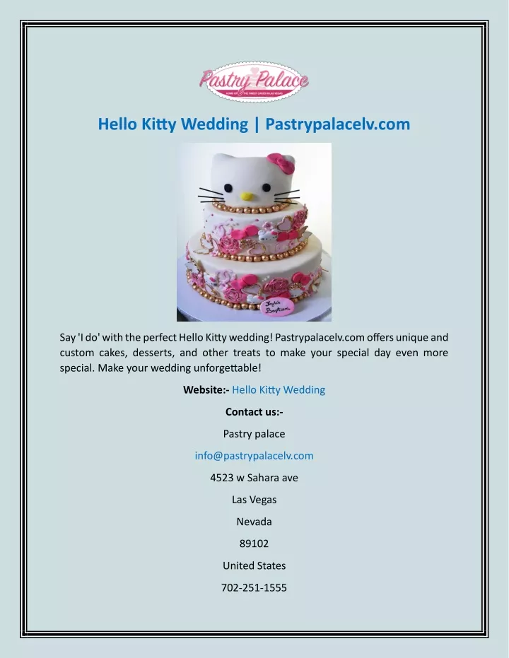 hello kitty wedding pastrypalacelv com