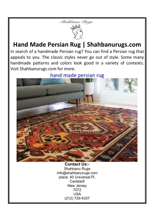 Hand Made Persian Rug  Shahbanurugs.com