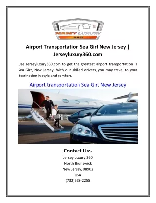 Airport Transportation Sea Girt New Jersey | Jerseyluxury360.com