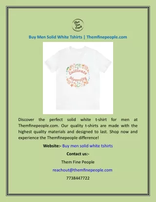 Buy Men Solid White Tshirts  Themfinepeople