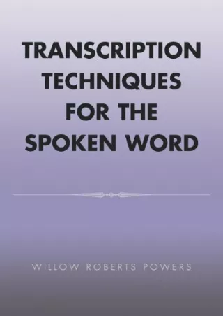 Download Book [PDF] Transcription Techniques for the Spoken Word