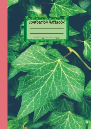 get [PDF] Download ivy leaf composition notebook: Ivy Leaf hardcover Notebook: pink and green