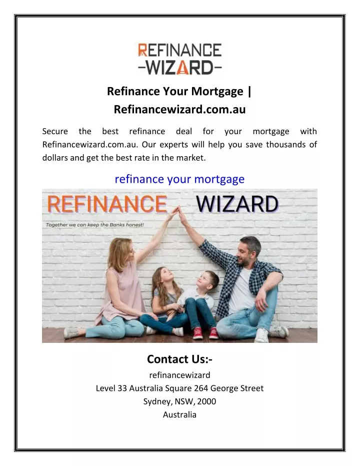 refinance your mortgage refinancewizard com au