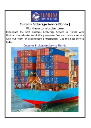 Customs Brokerage Service Florida  Floridacustomsbroker.com