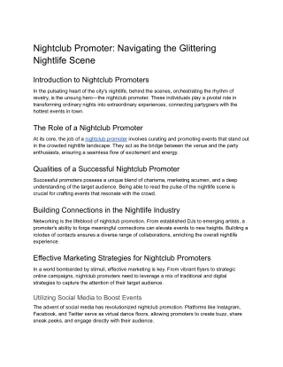 Mastering the Night: Unveiling the Secrets of Successful Nightclub Promoter Care