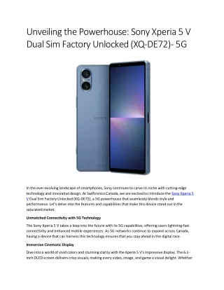 unveiling the powerhouse sony xperia 5 v dual sim factory unlocked xq de72 5g