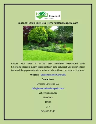 Seasonal Lawn Care Usa  Emeraldlandscapellc