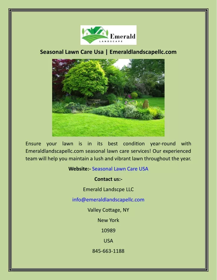 seasonal lawn care usa emeraldlandscapellc com