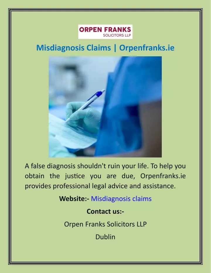 misdiagnosis claims orpenfranks ie