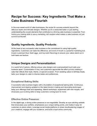 Recipe for Success_ Key Ingredients That Make a Cake Business Flourish