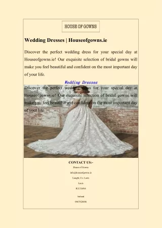 Wedding Dresses  Houseofgowns.ie