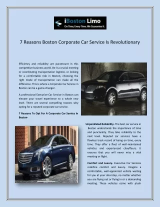 7 Reasons Boston Corporate Car Service Is Revolutionary