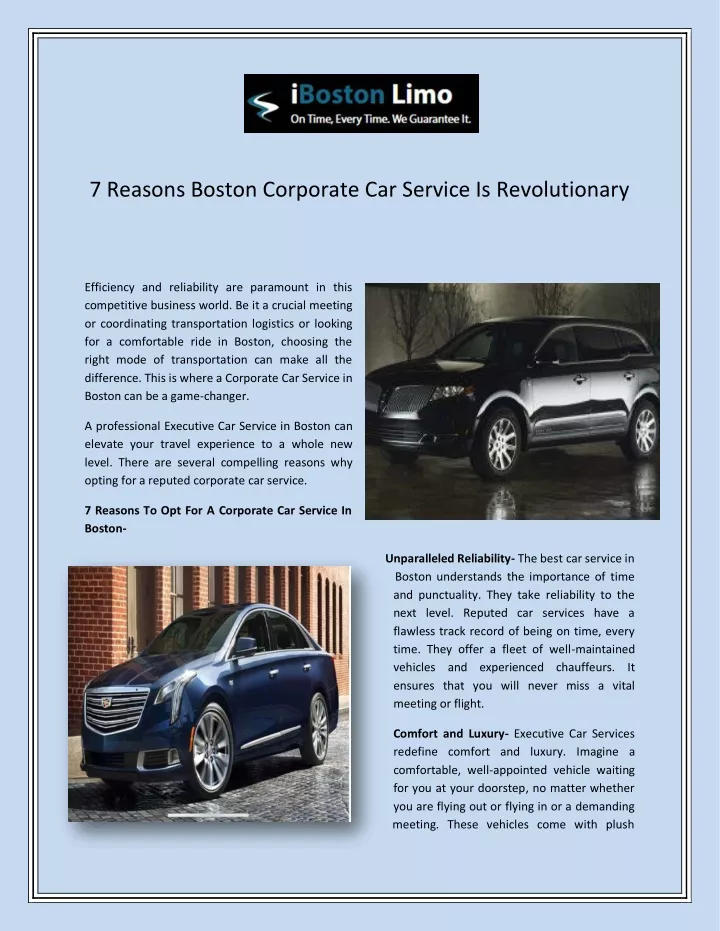 7 reasons boston corporate car service