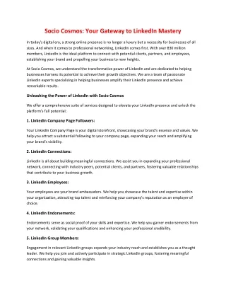 socio cosmos your gateway to linkedin mastery