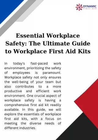 Essential Workplace Safety The Ultimate Guide to Workplace First Aid Kits