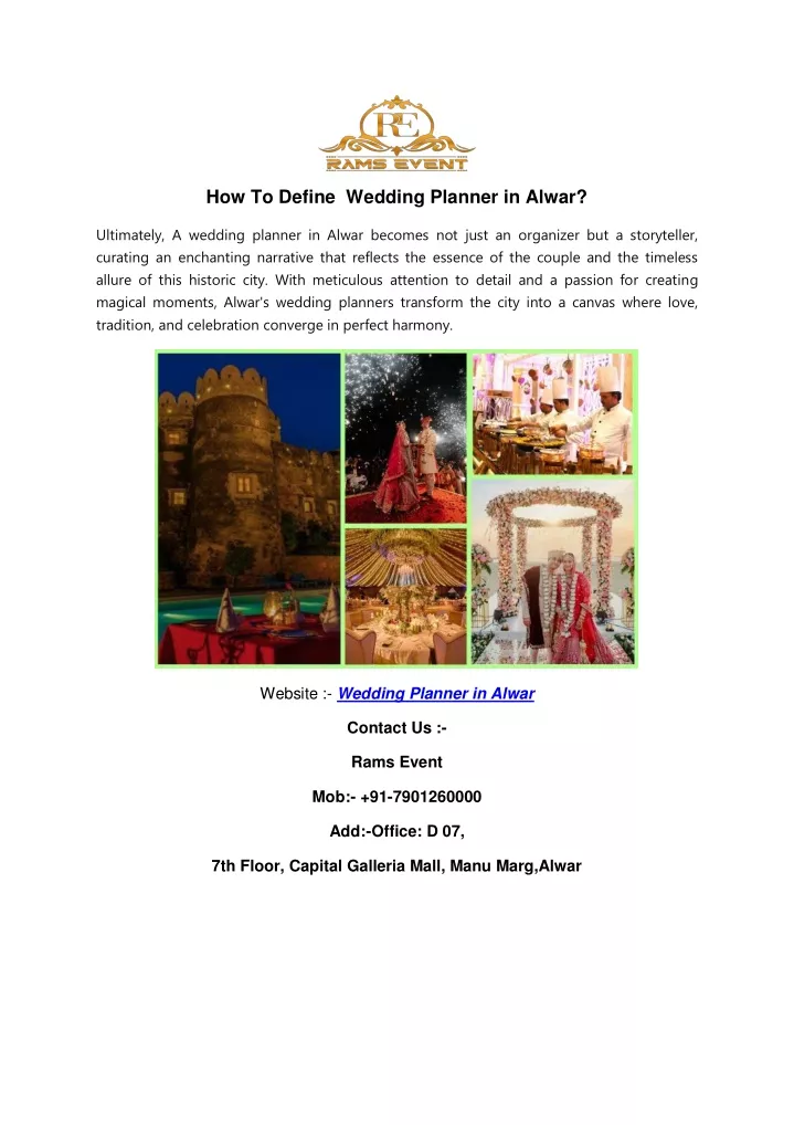 how to define wedding planner in alwar