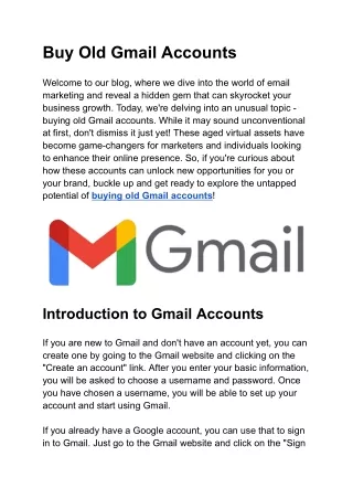 Buy Old Gmail Accounts USA