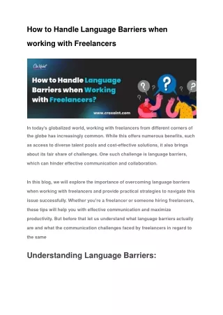How to Handle Language Barriers when working with Freelancers
