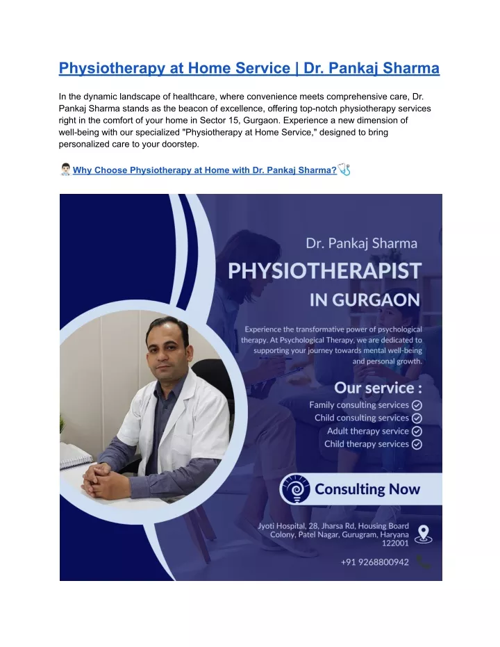 physiotherapy at home service dr pankaj sharma