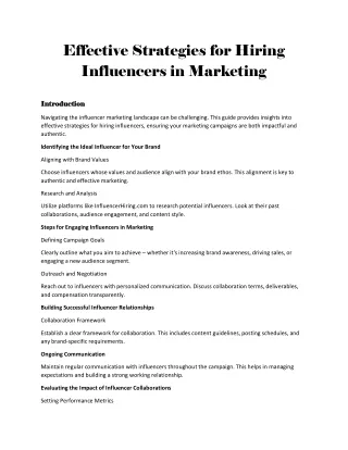 Effective Strategies for Hiring Influencers in Marketing