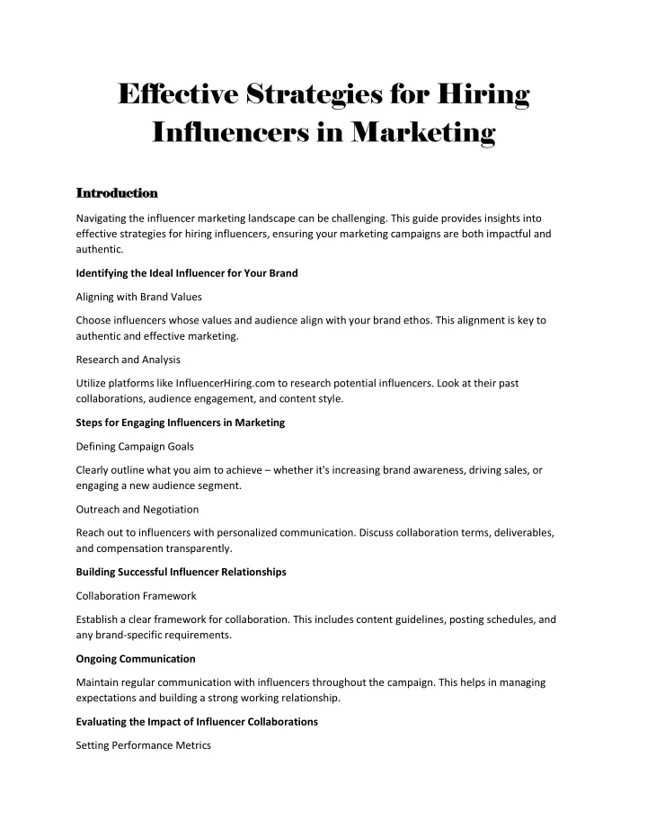 effective strategies for hiring influencers
