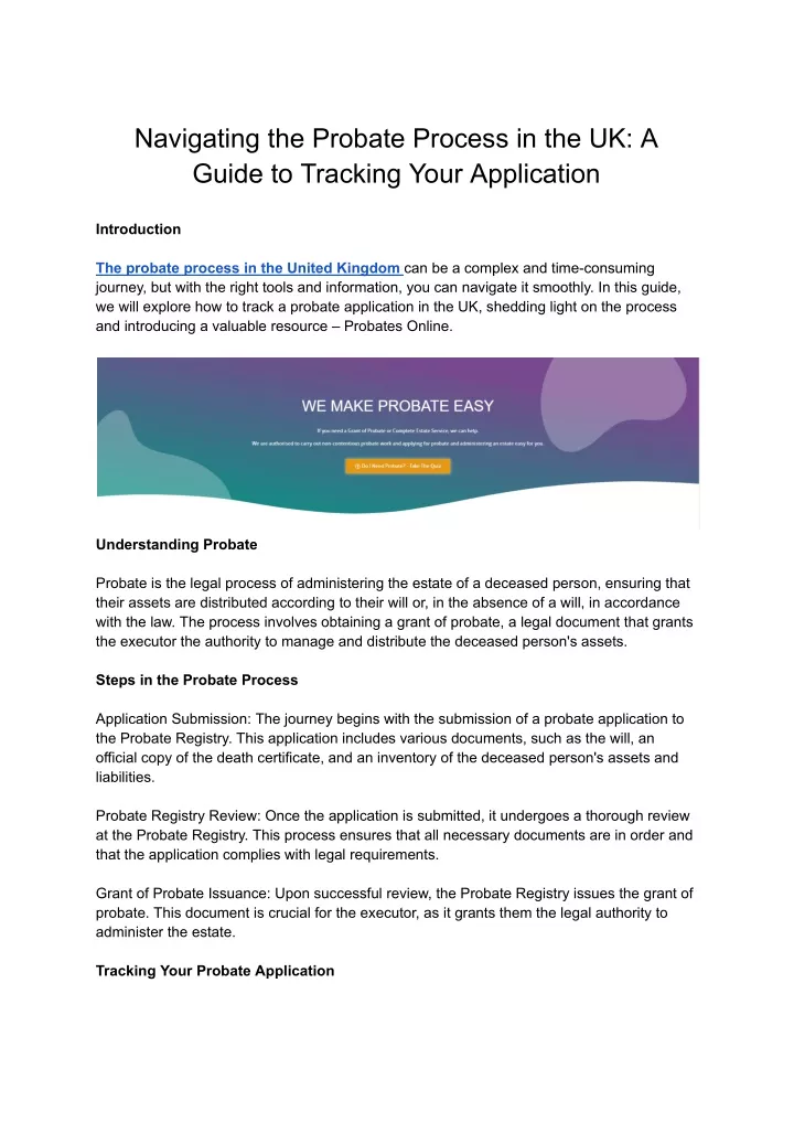 PPT - Navigating the Probate Process in the UK_ A Guide to Tracking Your Application PowerPoint 