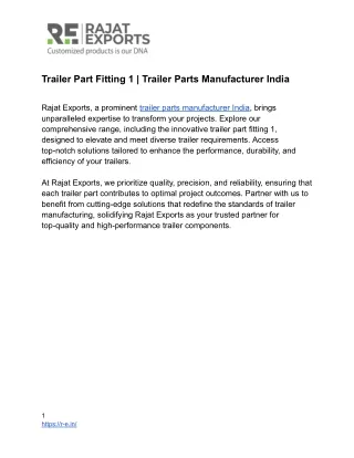 Trailer Parts Manufacturer India - Rajat Exports