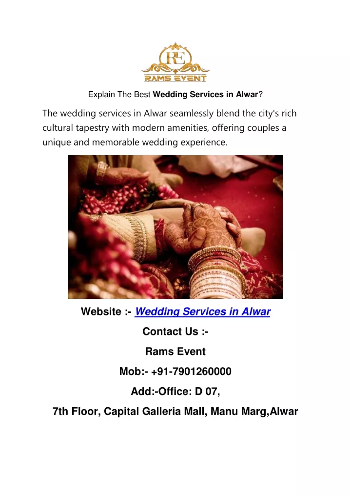 explain the best wedding services in alwar