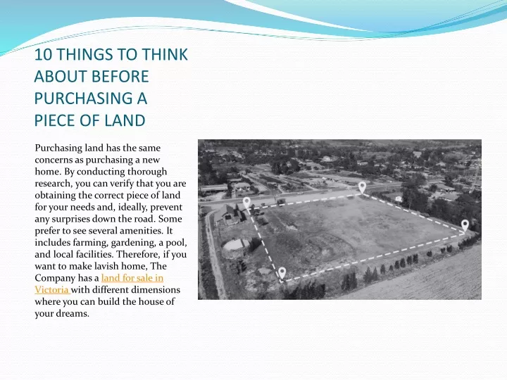 10 things to think about before purchasing a piece of land