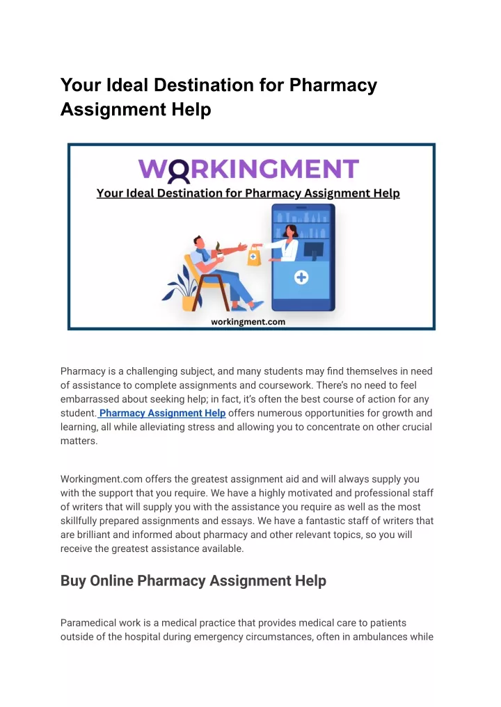 your ideal destination for pharmacy assignment