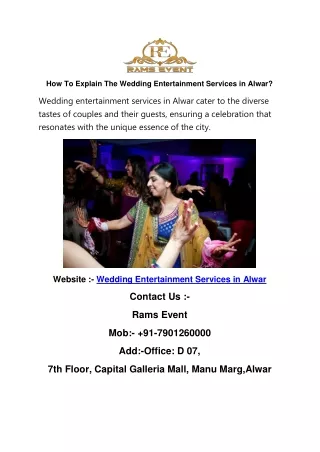 How To Explain The Wedding Entertainment Services in Alwar