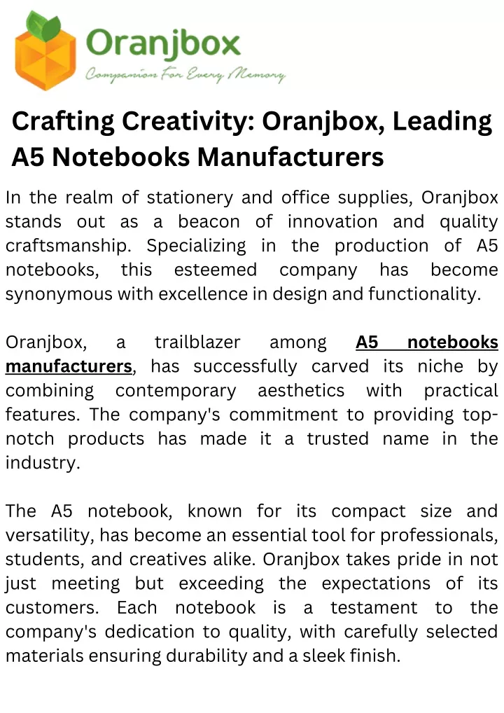 crafting creativity oranjbox leading a5 notebooks
