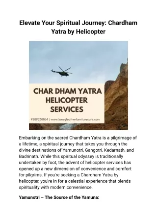 Are you looking for Chardham yatra by helicopter?