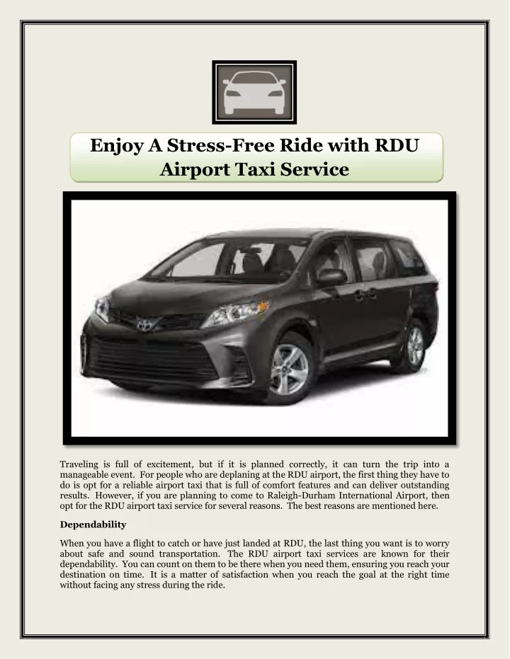 enjoy a stress free ride with rdu airport taxi