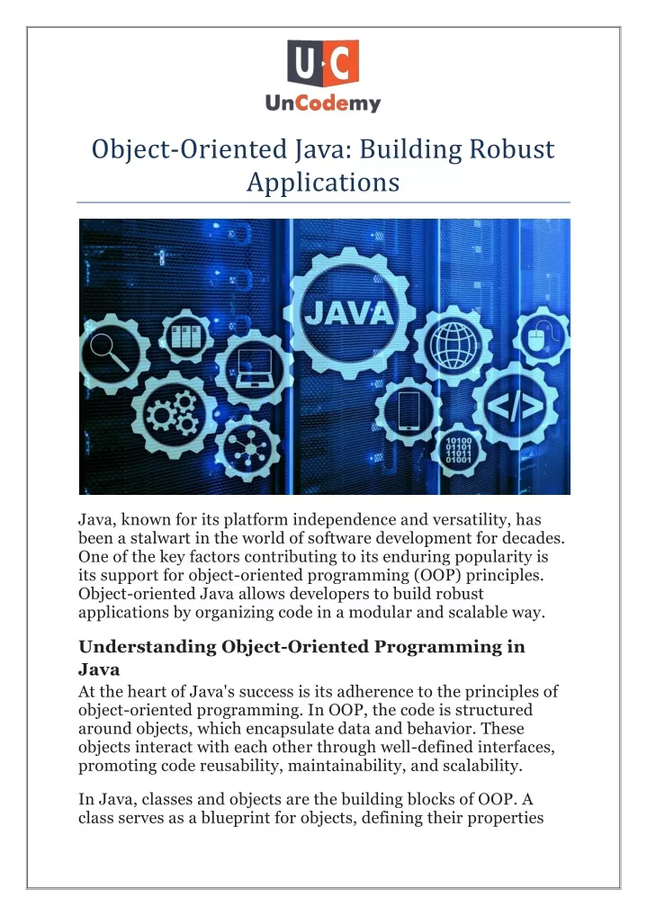 object oriented java building robust applications