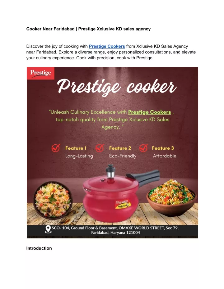 cooker near faridabad prestige xclusive kd sales