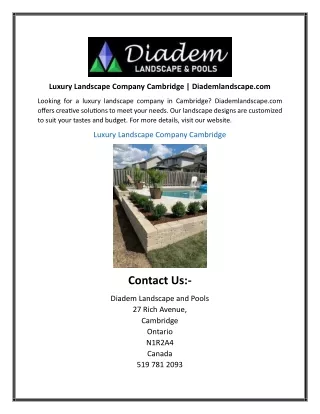 Luxury Landscape Company Cambridge Diademlandscape