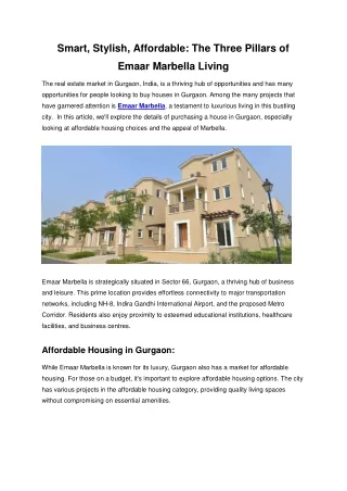 Smart, Stylish, Affordable- The Three Pillars of Emaar Marbella Living