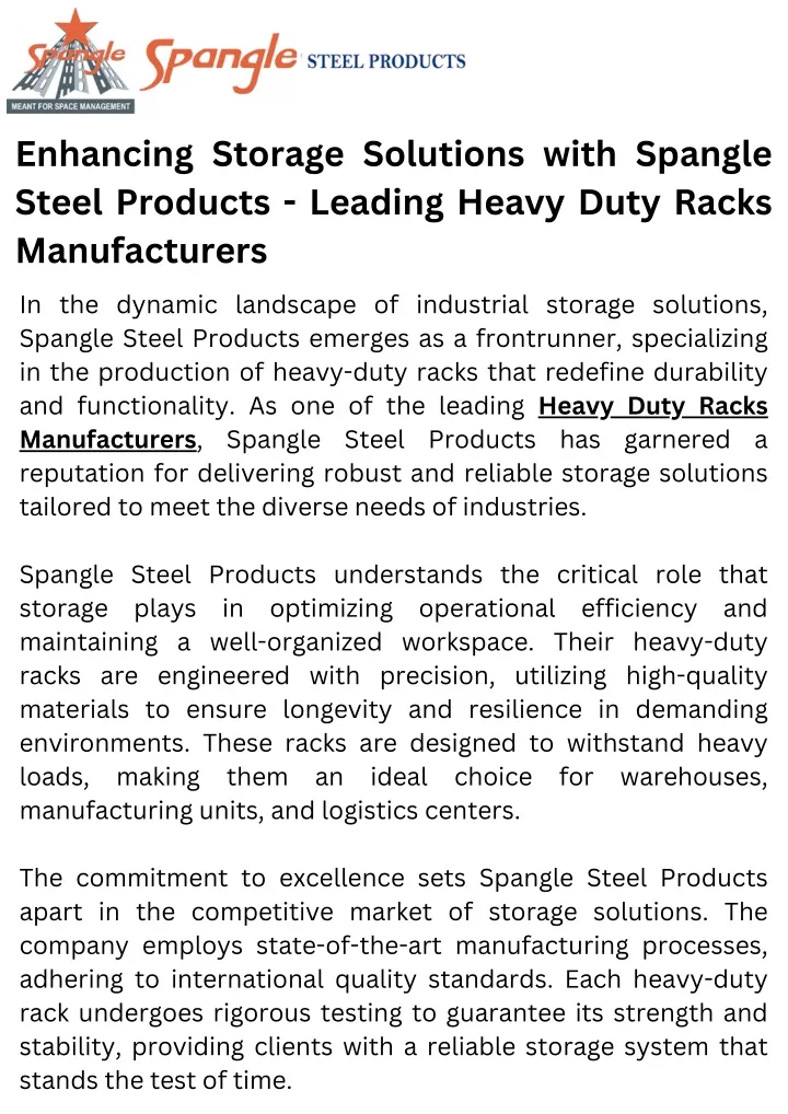 enhancing storage solutions with spangle steel