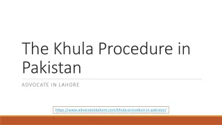 The Khula procedure in Pakistan