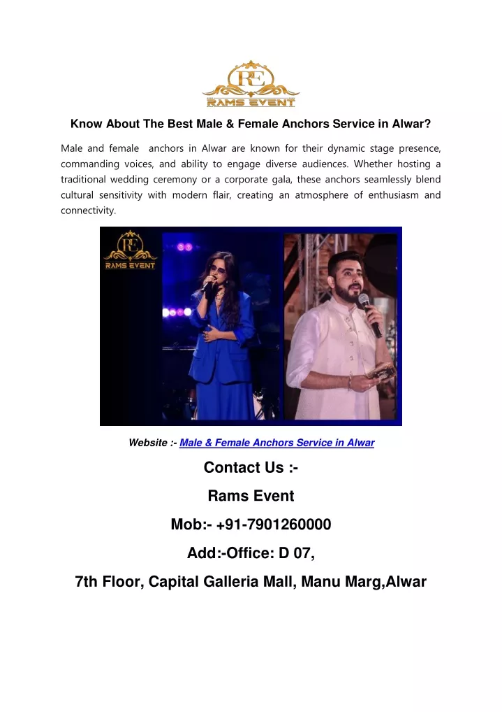 know about the best male female anchors service