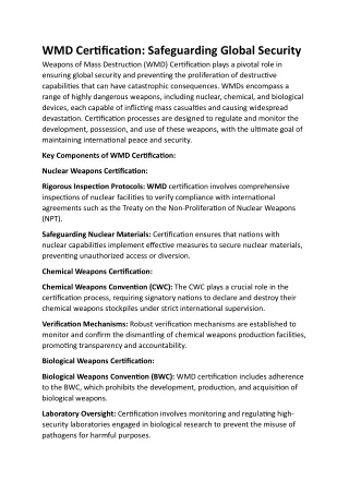 WMD Certification: Safeguarding Global Security