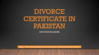Divorce Certificate in Pakistan