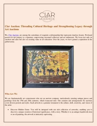 Clar Auction Threading Cultural Heritage and Strengthening Legacy through Art Auctions