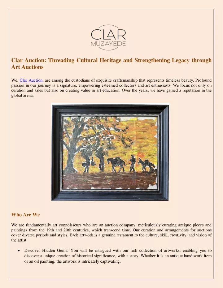 clar auction threading cultural heritage