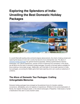 Exploring the Splendors of India_ Unveiling the Best Domestic Holiday Packages