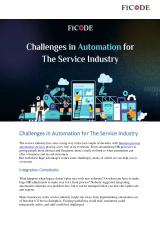 Challenges in Automation for The Service Industry