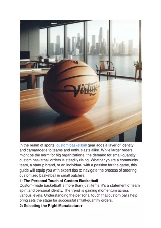 Expert Tips for Small Quantity Custom Basketball Orders