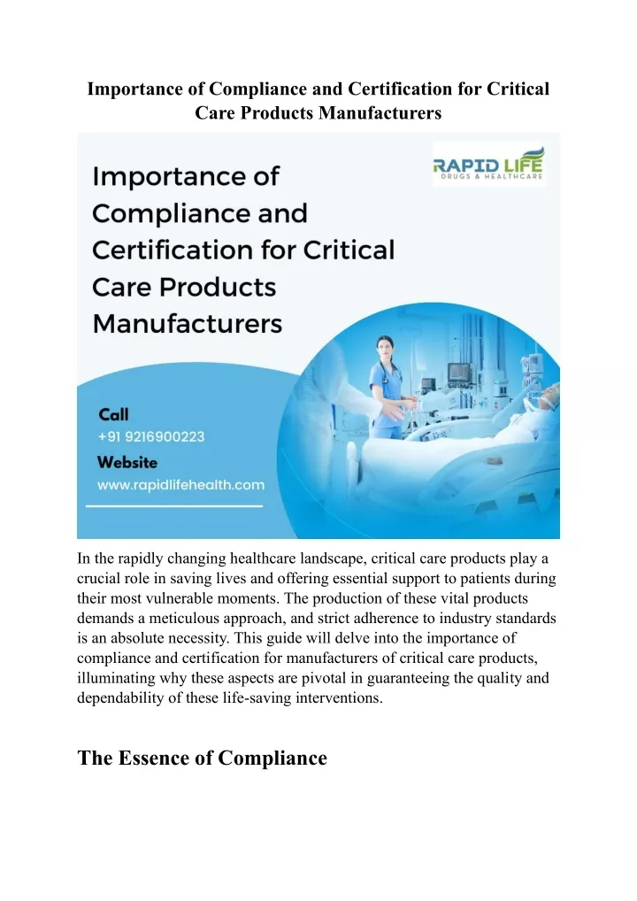 importance of compliance and certification